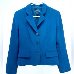 Body By Victoria Blazer  Shoulder Pads Long Sleeve Buttons Work Blue Size 8